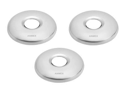 ANMEX Round Wall Flange | Premium Grade Stainless Steel Coral Wall Flange for Kitchen Taps/Bathroom Taps/Faucets Pack of 3 (Chrome Plated)