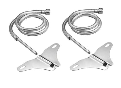 ANMEX Butterfly Stainless Steel Jet Spray/Toilet Jet or Bidget Spray Silver with Heavy PVC Hose - SET OF 2