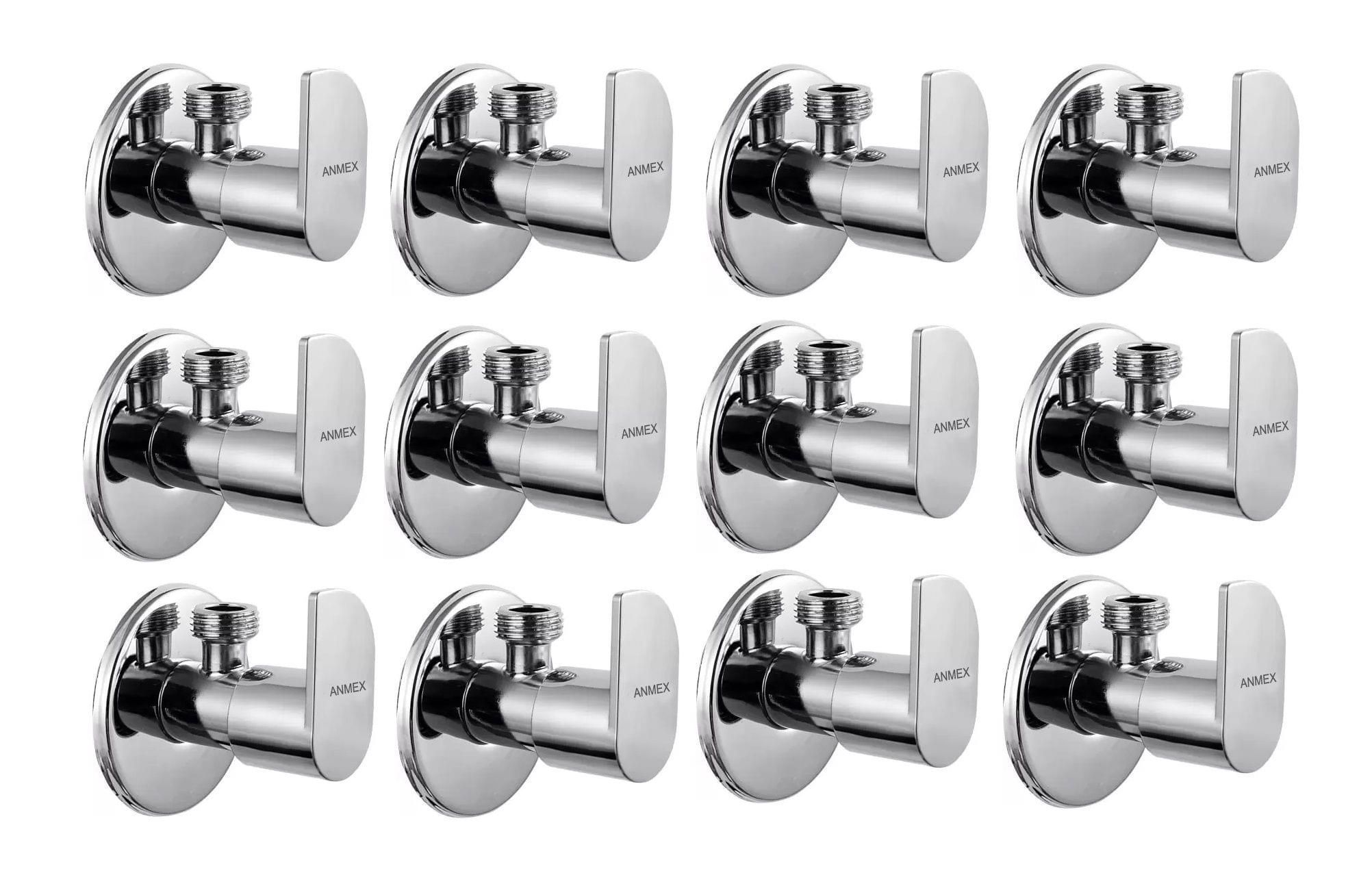 ANMEX Premium quality stainless steel ALVI Angle Valve Cock Chrome Plated - SET OF 12