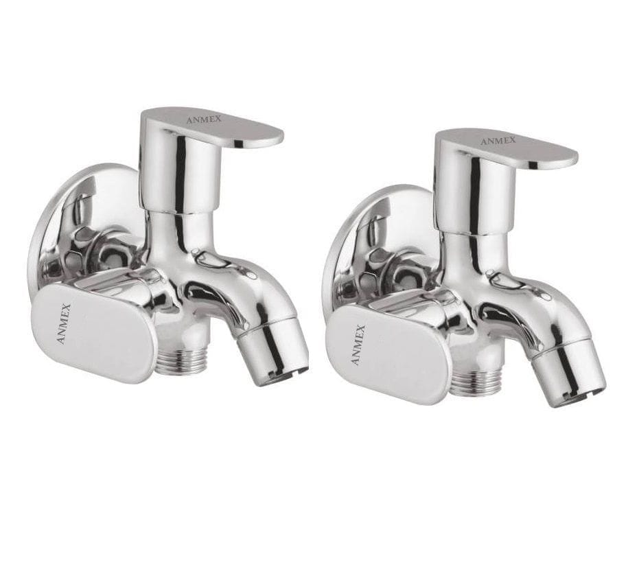 ANMEX Oval shape 2 in 1 (2Way) Bib Cock Bathroom/Kitchen Tap with Wall Flange (PACK OF 2)