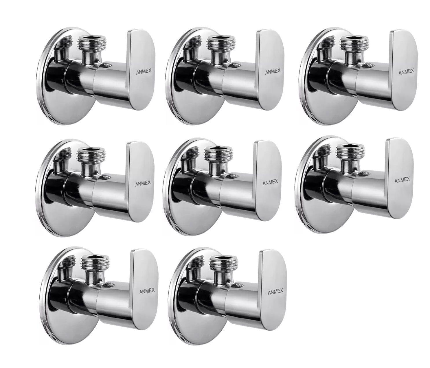 ANMEX Premium quality stainless steel ALVI Angle Valve Cock Chrome Plated - SET OF 8