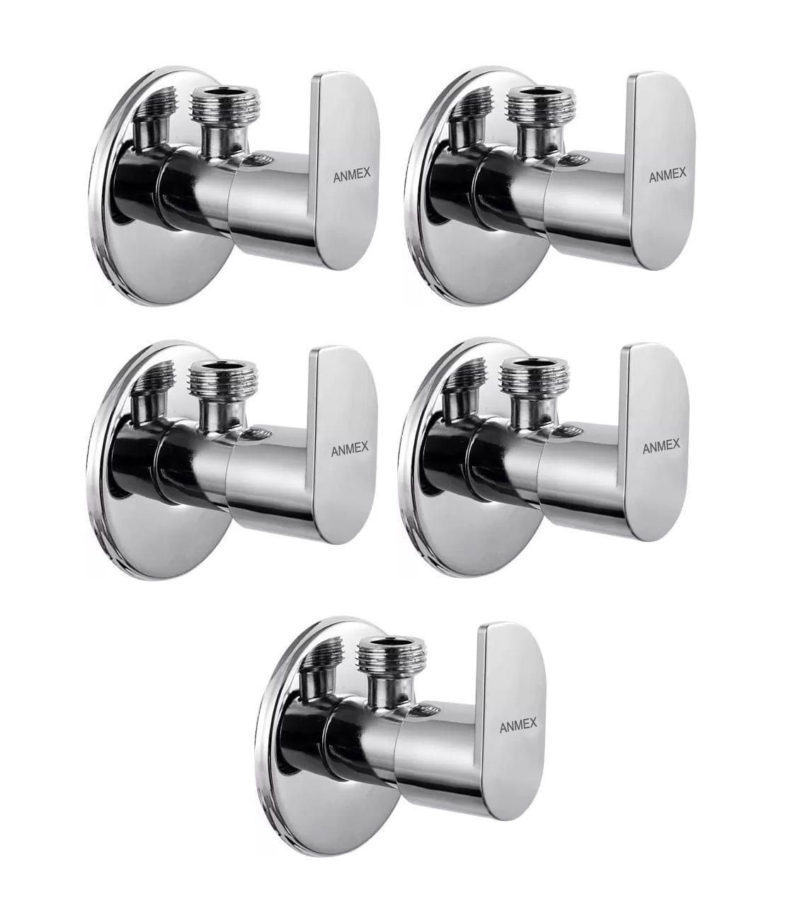 ANMEX Premium quality stainless steel ALVI Angle Valve Cock Chrome Plated - SET OF 5