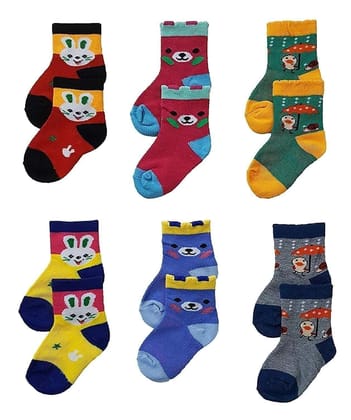 Clastik Baby Boy's & Baby Girl's Cotton Socks (Pack of 6) (Cotton Socks Small_Multicolored)