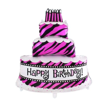 CLASTIK Large Happy Birthday Cake Shape Foil Balloon (Pink)