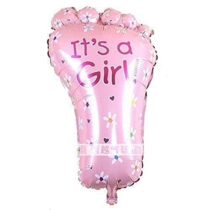 Clastik Decorative Baby Shower Feet Aluminum Foil Balloons Its a Girl Lovely Feet Balloon / 1st Birthday Decoration Material - Pack of 1 (Pink)