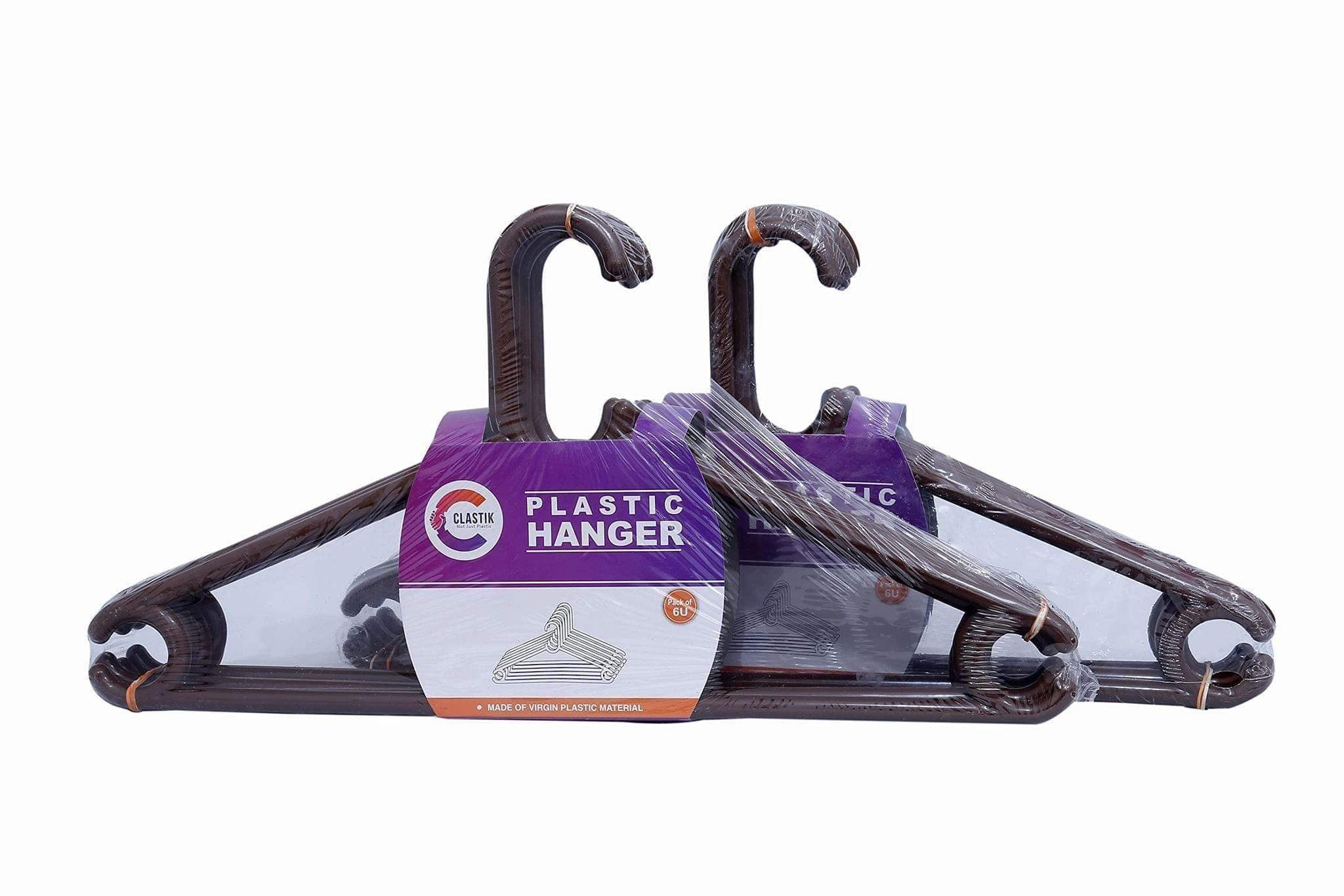 Clastik Plastic Hanger Brown Set of 12 Piece