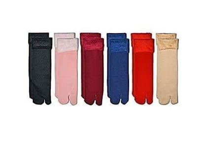 Clastik Multicolour Velvet Winter Thermal Thumb socks for Women Girls (Free Size)(Pack of 5 Pairs)