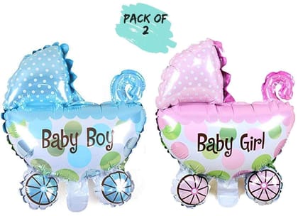 Clastik Baby Shower Pram Foil Balloons / Cradle Shape Foil Balloon / Baby Shower Decoration Material (Pack of 2)