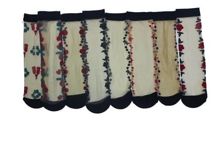 Clastik Ultra-Thin Transparent Multi Print Nylon Summer Skin Socks For Women/Girl's (Ankle Length) -Pack Of 4
