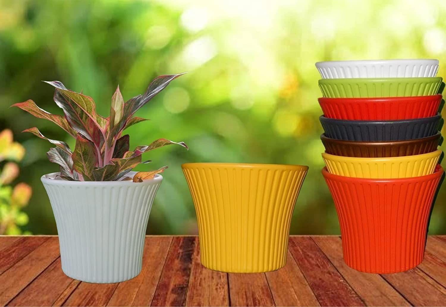 Ubals 9 Inch Sunshine Pot Plastic Pot Planters for Home Office Gardens Indoor Outdoor Plastic Round Ball Shape Flower Pot for Home Office Balcony D??cor Garden