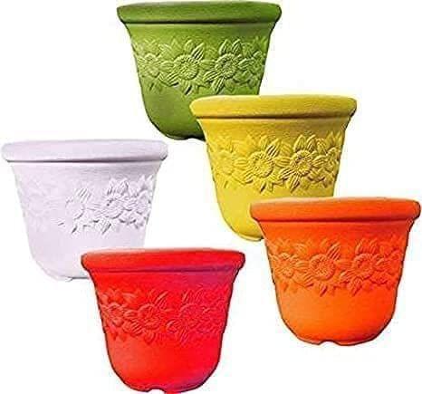 Ubals Designer Plastic Planter - Sunny Flower Pot, Pack-4