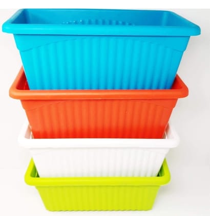 Ubals Plastic Window Planter/Pots (Rectangular 6.1 X 13.4 Inch, Pack of 4)