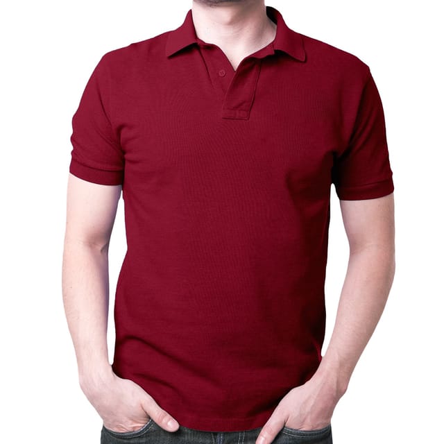 Maroon polo shirt shop front and back