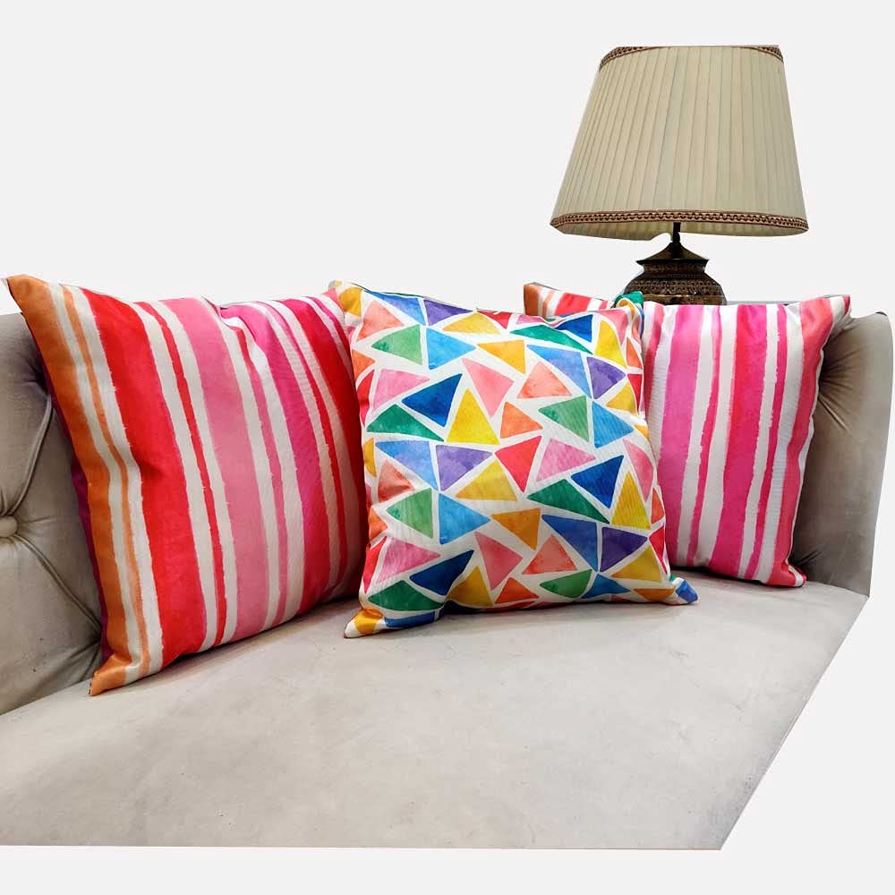 Printed Cushion Covers Combo Zipper Square (16x16 inch or 40 x 40 cm) Set of 3