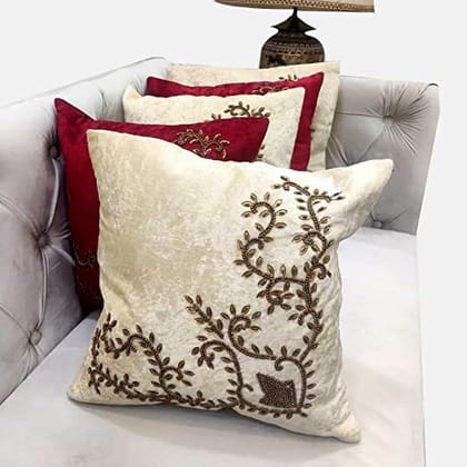 Beaded Velvet Cushion Covers Set of 5