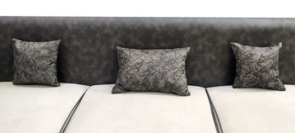 GOODVIBES Grey Damask / Self Design / Woven Zipper Square Rectangle Combo Cushion Covers (16x16 inch or 30 x 45 cm) Set of 3