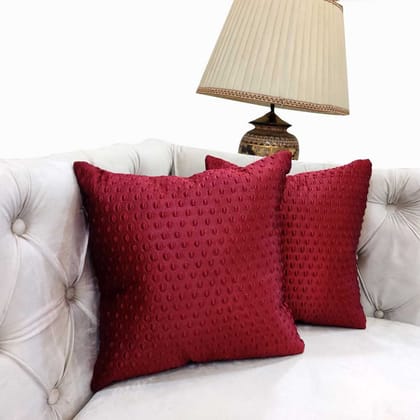 Maroon Damask / Self Design / Woven Zipper Square Cushion Covers (24x24 inch or 60 x 60 cm) Set of 2