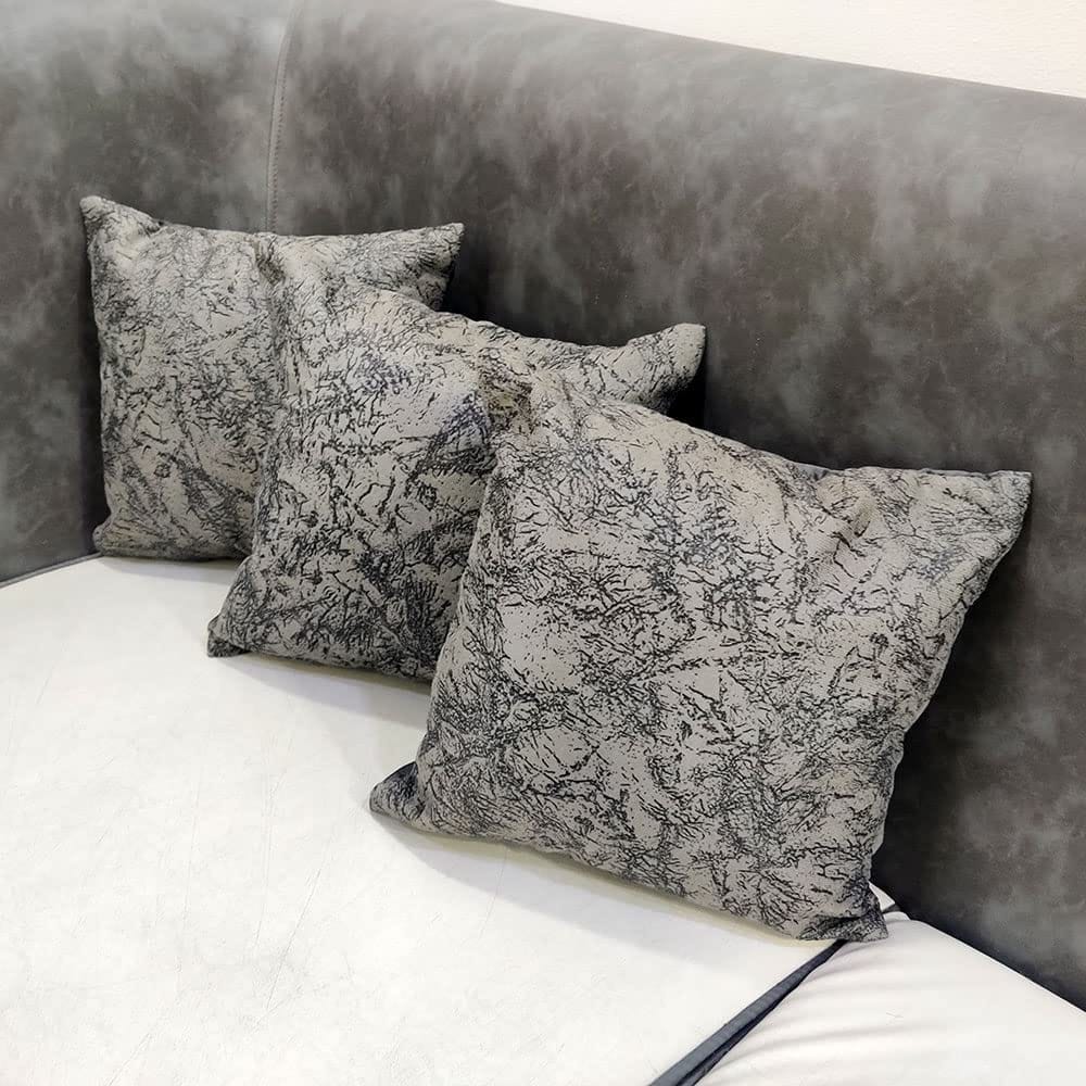 GOODVIBES Grey White Damask Self Design Woven Square 3 Cushion Covers Luxury Modern Pillow Cover for