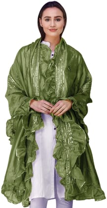 Calla-Green Dupatta from Amritsar with Gota Patches and Frill Border