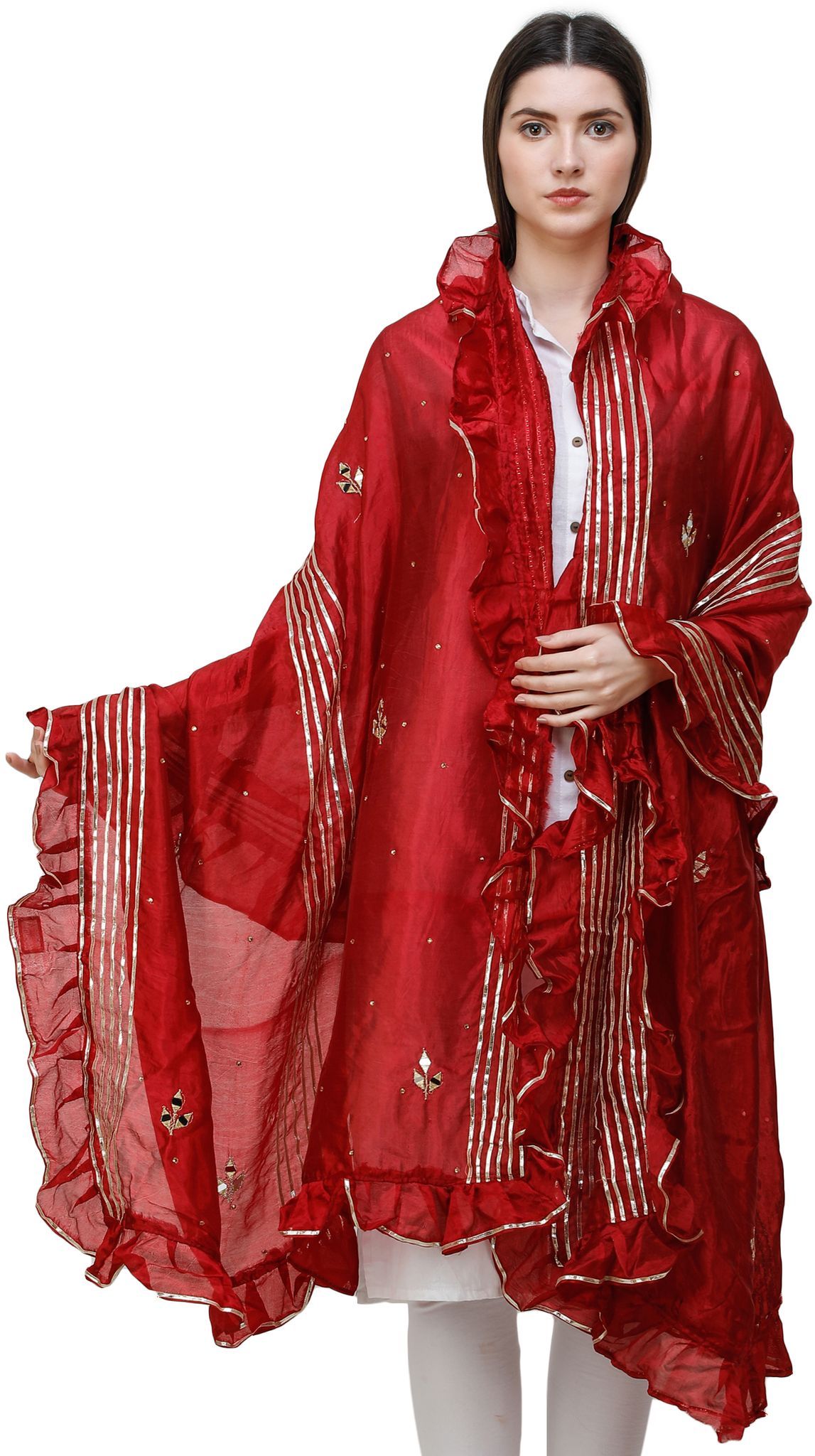 Bittersweet Dupatta from Amritsar with Gota Patches and Frill Border