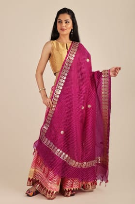 Vivacious Traditional Leheriya Tie-Dye Kota Doria Cotton Dupatta from Jodhpur