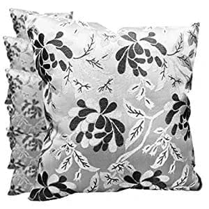 GOODVIBES Grey White Damask/Self Design/Woven Floral Motifs Zipper Square Combo Cushion Covers (16x16 inch or 40 x 40 cm) Set of 6