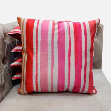 Multicolor Striped Printed Cushion Covers Zipper Square (16x16 inch or 40 x 40 cm) Set of 5