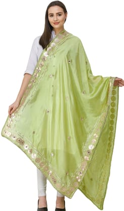 Greenery Dupatta from Amritsar Embellished with Patch Border