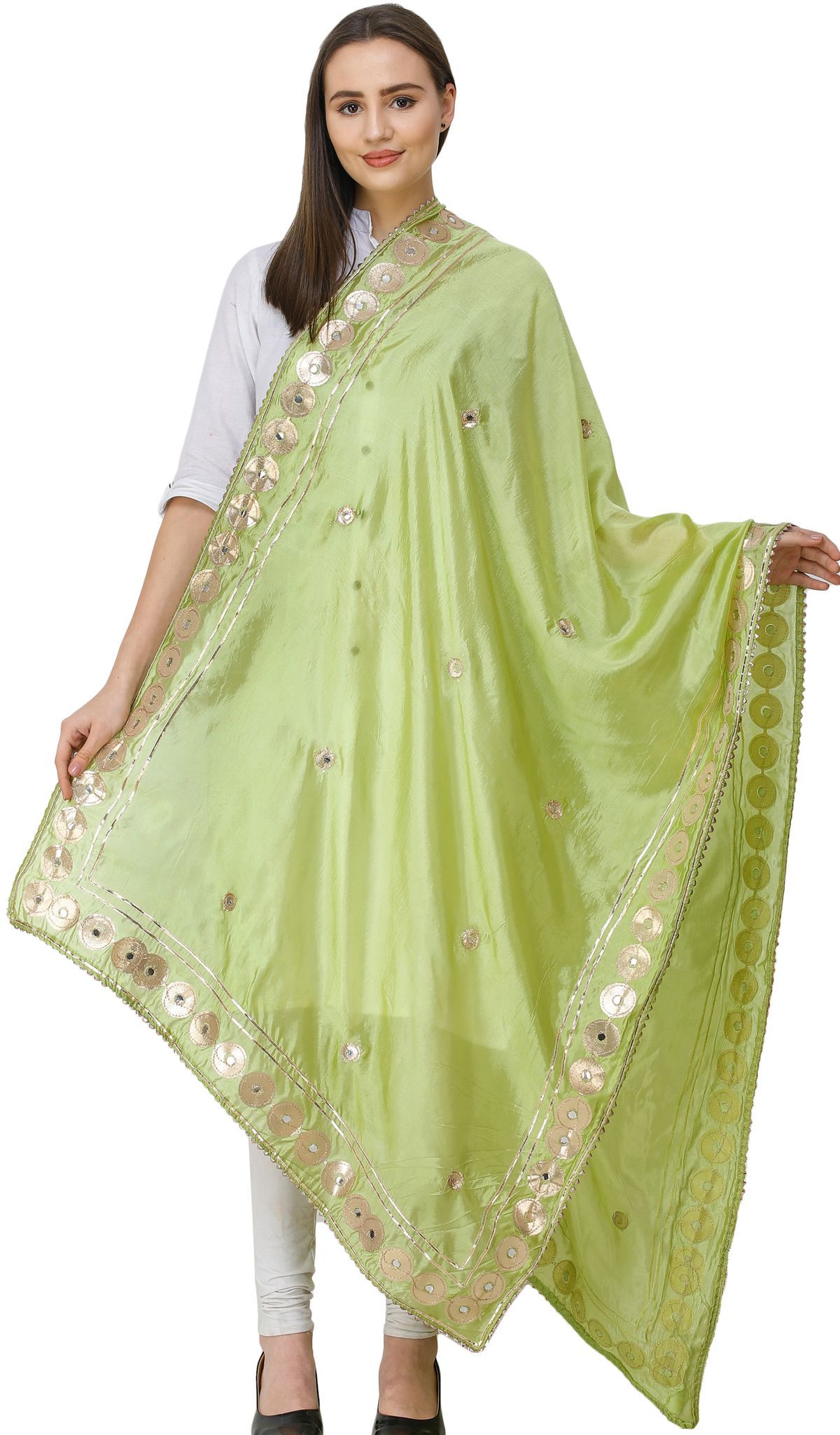 Greenery Dupatta from Amritsar Embellished with Patch Border