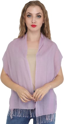 Lavender-Frost Scarf from Nepal with Woven Stripes