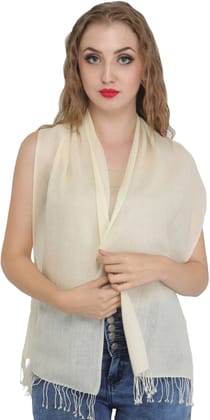 Ivory Scarf from Nepal with Woven Stripes