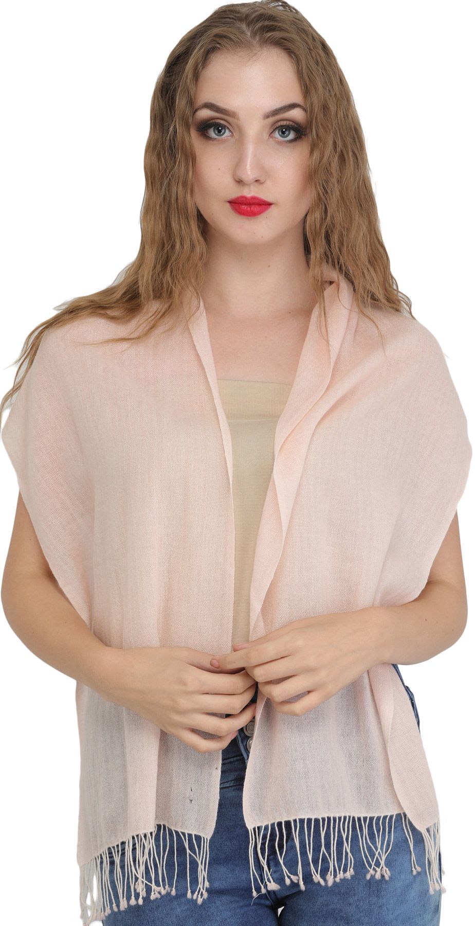 Creole-Pink Scarf from Nepal with Woven Stripes