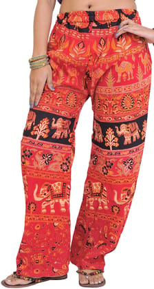 Tomato Casual Trousers from Pilkhuwa with Printed Elephants