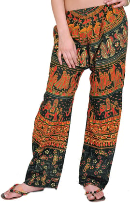 Green-Gables Casual Trousers from Pilkhuwa with Printed Elephants