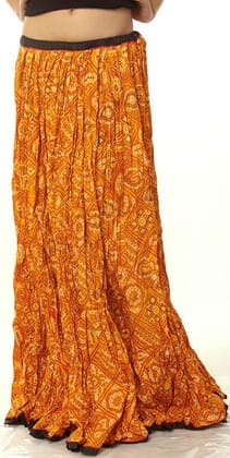 Amber Ghagra Skirt from Rajasthan with Chunri Print