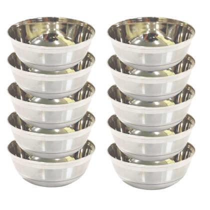 Stainless Steel Bowl/Vati/Katori Set with Classic Inside Outside Laser Work Design (Dia-11, 10pc)