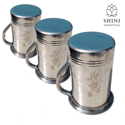 SHINI LIFESTYLE STAINLESS STEEL WATER JUICE JUG WIT FLORAL PRINT, 3PC WATER JUG