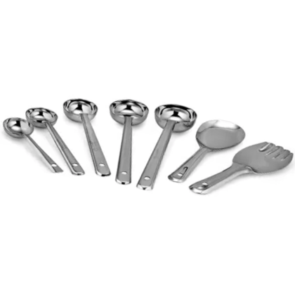 SHINI LIFESTYLE Stainless Steel Spoons Set, Contains Ladle, Turner, Strainer, Rice Spoon, Oval Spoon, Serving Spoon, Kitchen Cooking Essential Set for Home