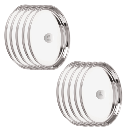 SHINI LIFESTYLE Stainless Steel Serving Plates for Lunch,Full Size Dinner Plates, Big Thali(Dia-27cm)