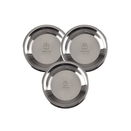 SHINI LIFESTYLE Stainless Steel Atta Parat, Parat steel, steel parat for kitchen(Dia-32cm, 3Pc)