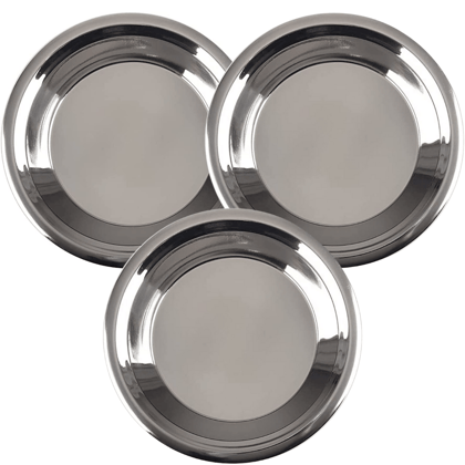 SHINI LIFESTYLE Stainless Steel Parat, Steel parat for kitchen, Atta Parat, Parati, Paraati (Dia-30cm, 3Pc)