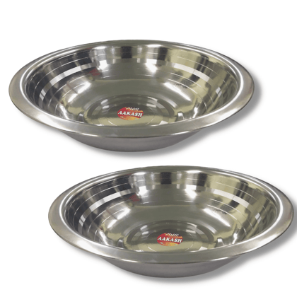 SHINI LIFESTYLE stainless steel mixing bowl, Serving Bowl, Dinner Bowl, Atta Parat(Dia-37cm, 2pc)