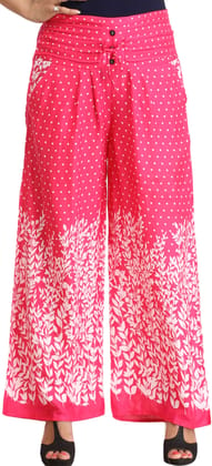 Magenta Woven Yoga Trousers with Front Pockets