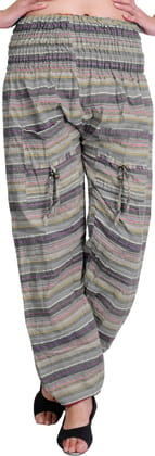 Gray Woven Yoga Trousers with Front Pockets