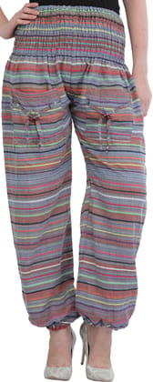 Multicolor Woven Yoga Trousers with Front Pockets