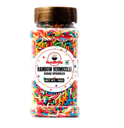 foodfrillz Rainbow Strands, 100 g Vermicelli Sugar Sprinkles for cake decoration