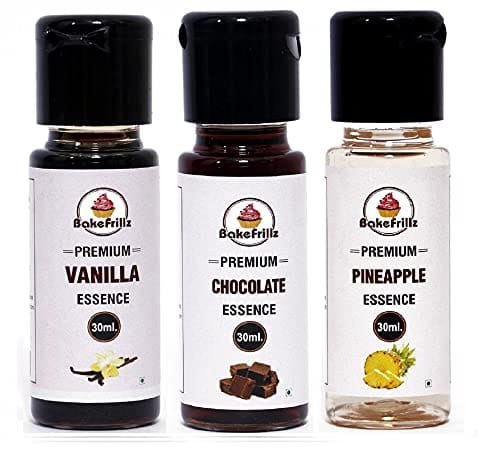 Bakefrillz Food Flavour Essence - Vanilla, Chocolate, Pineapple (30 ml x 3) Pack of 3
