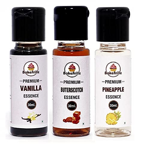 Bakefrillz Vanilla, Butterscotch and Pineapple Food Flavour Essence (30 ml of 3)