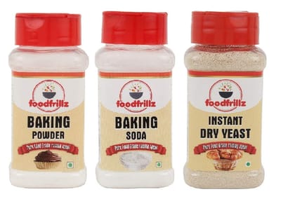 foodfrillz Instant Dry Yeast (100 g), Baking Powder (100 g) + Baking Soda (130 g) Combo Pack of 3