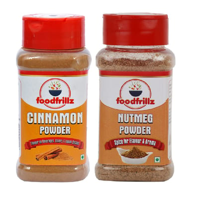 foodfrillz Cinnamon (Dalchini) Powder & Nutmeg (Jaiphal) Powder, Combo Pack of 2